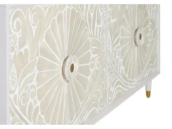 Aparador madera de mango en detalles dorados blanco