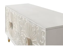 Aparador madera de mango en detalles dorados blanco