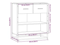 Aparador madera ingeniería roble marrón 68x35x76 cm