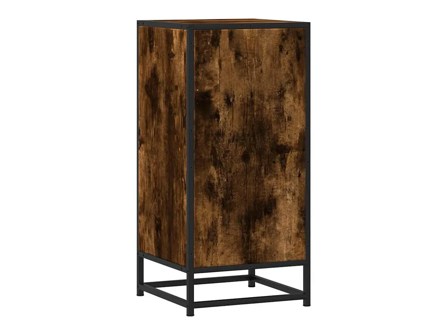 Aparador madera ingeniería y metal roble ahumado 35,5x35x76 cm