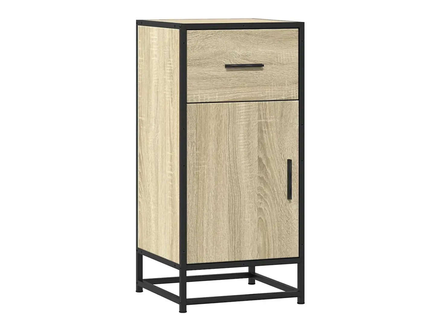 Aparador madera ingeniería y metal roble Sonoma 35,5x35x76 cm