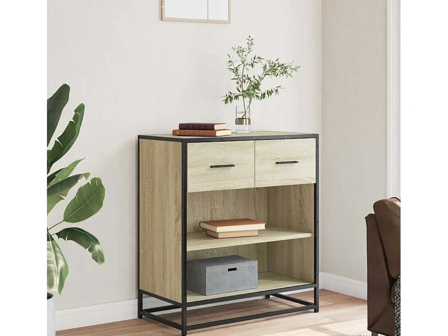 Aparador madera ingeniería roble Sonoma 68x35x76 cm