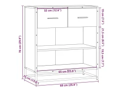 Aparador madera ingeniería roble Sonoma 68x35x76 cm