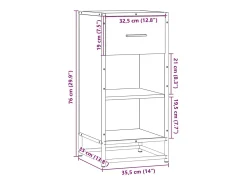 Aparador madera ingeniería y metal roble Sonoma 35,5x35x76 cm