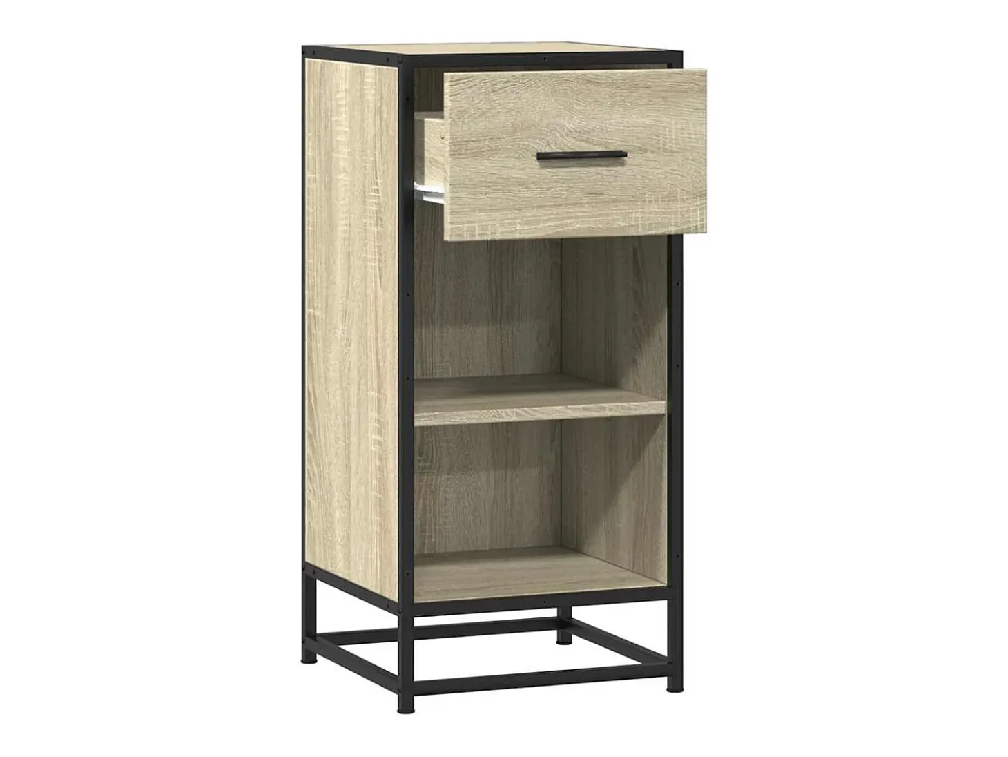 Aparador madera ingeniería y metal roble Sonoma 35,5x35x76 cm