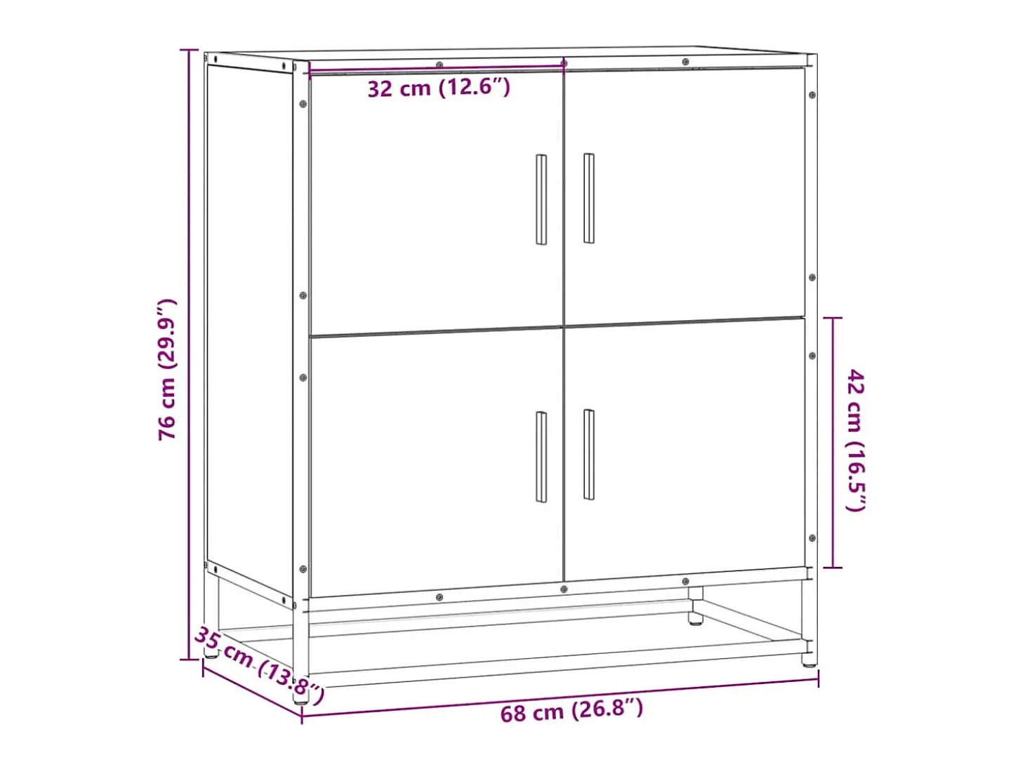 Aparador madera ingeniería roble Sonoma 68x35x76 cm