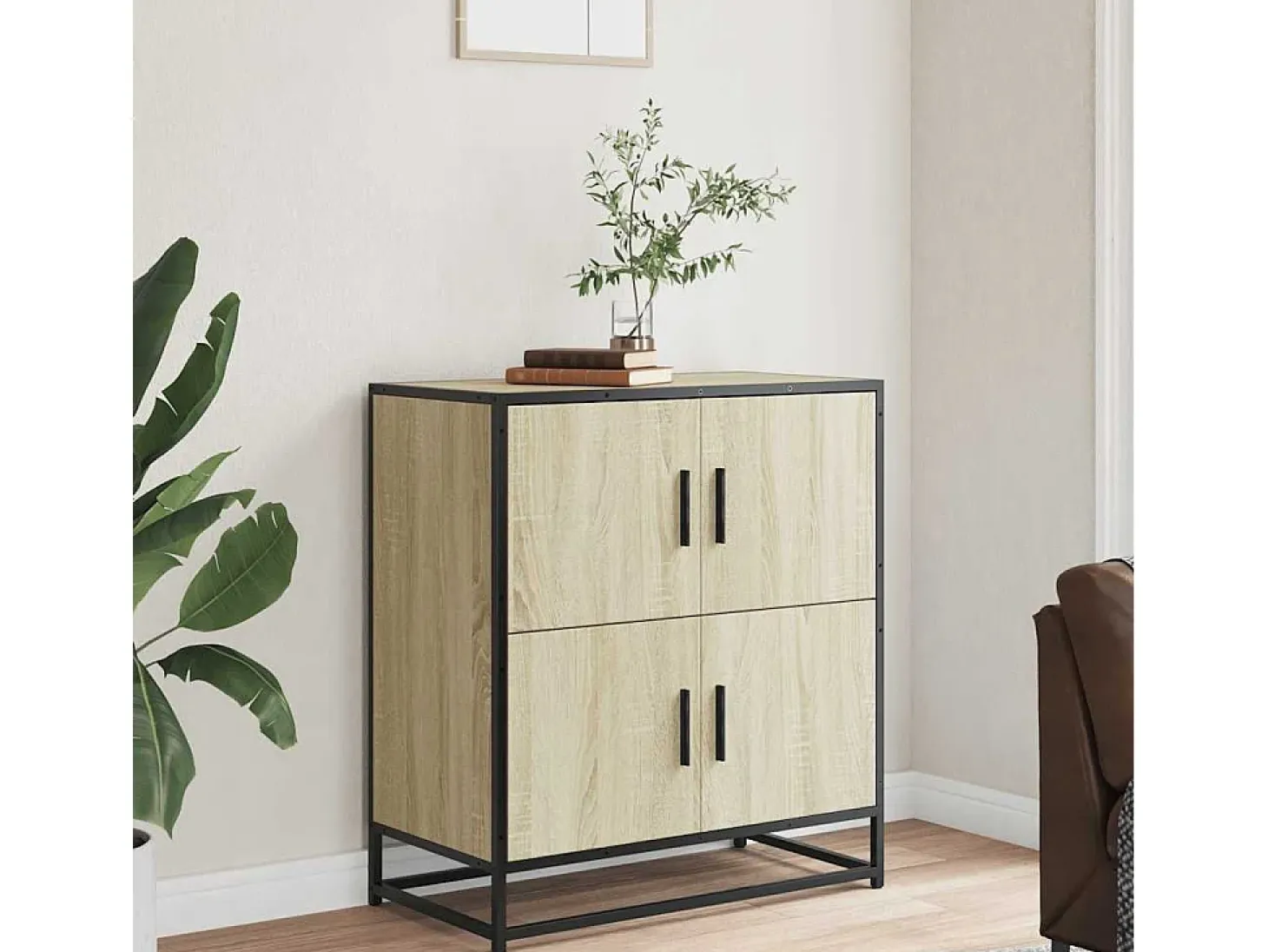 Aparador madera ingeniería roble Sonoma 68x35x76 cm