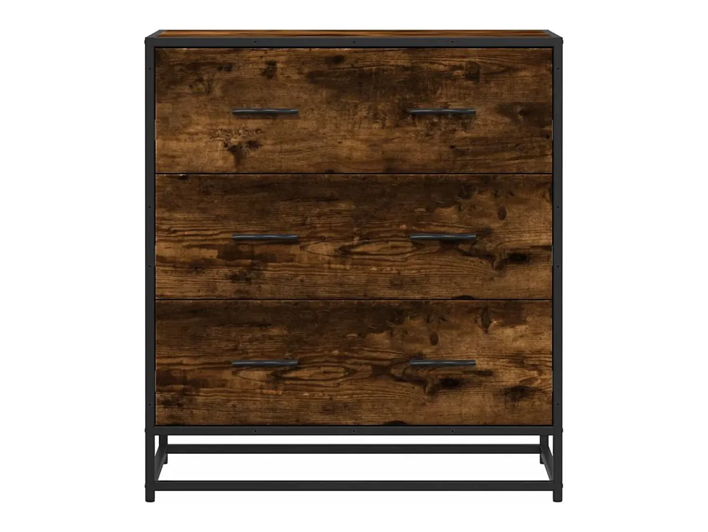 Aparador madera ingeniería y metal roble ahumado 68x35x76 cm