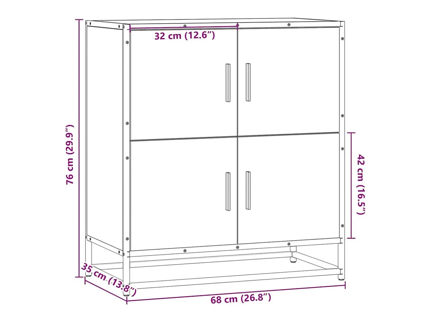 Aparador madera ingeniería roble ahumado 68x35x76 cm