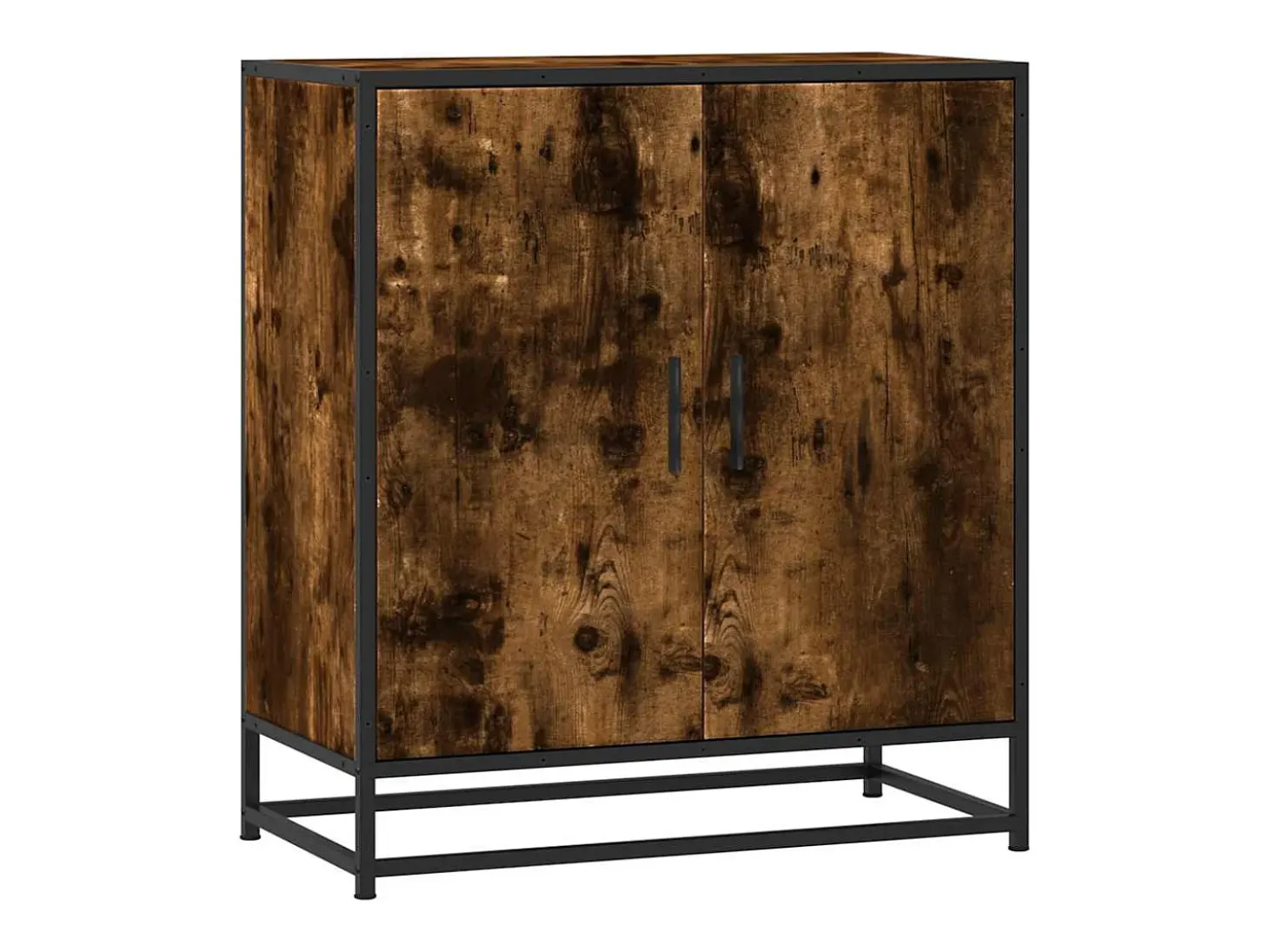 Aparador madera ingeniería y metal roble ahumado 68x35x76 cm