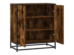 Aparador madera ingeniería y metal roble ahumado 68x35x76 cm