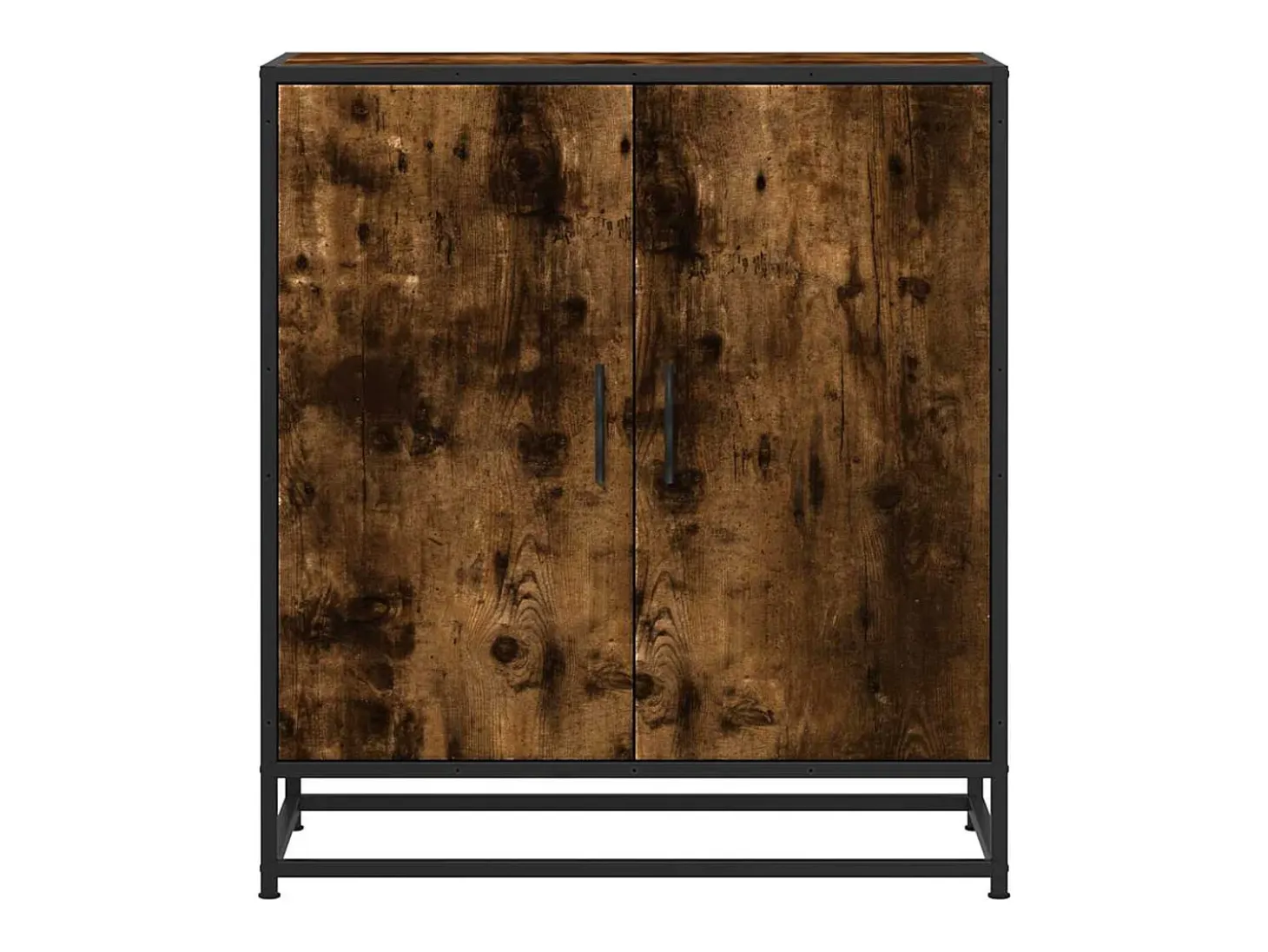 Aparador madera ingeniería y metal roble ahumado 68x35x76 cm