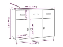 Aparador madera maciza de pino 100x40x75 cm