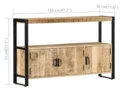 Aparador madera maciza de mango 120x30x75 cm
