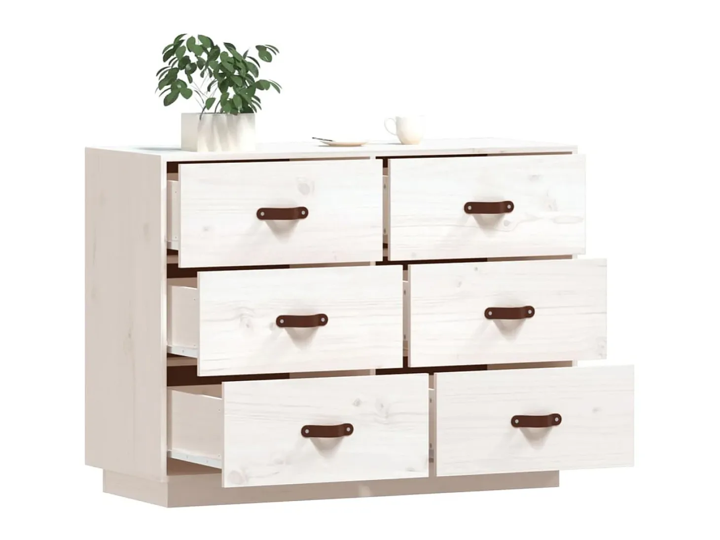 Aparador madera maciza de pino blanco 100x40x75 cm ES13511