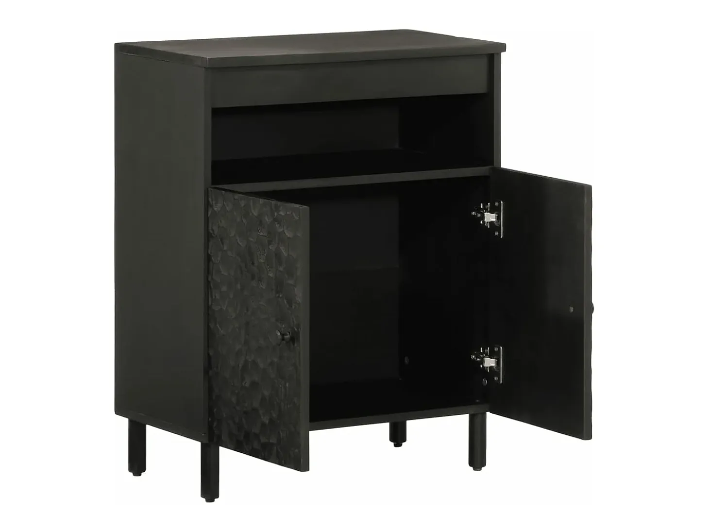Aparador madera maciza de mango negro 60x33x75 cm