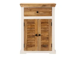 Aparador madera maciza mango rugosa blanco marrón 55x30x73 cm ES901675