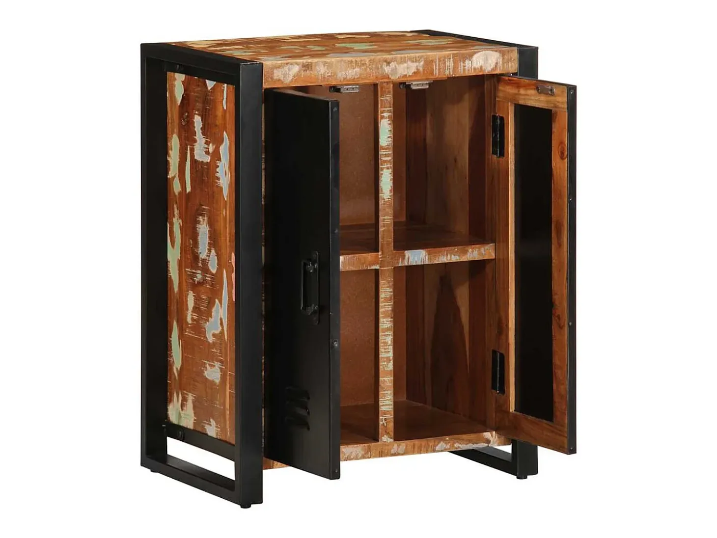 Aparador madera maciza reciclada multicolor 55x35x70 cm