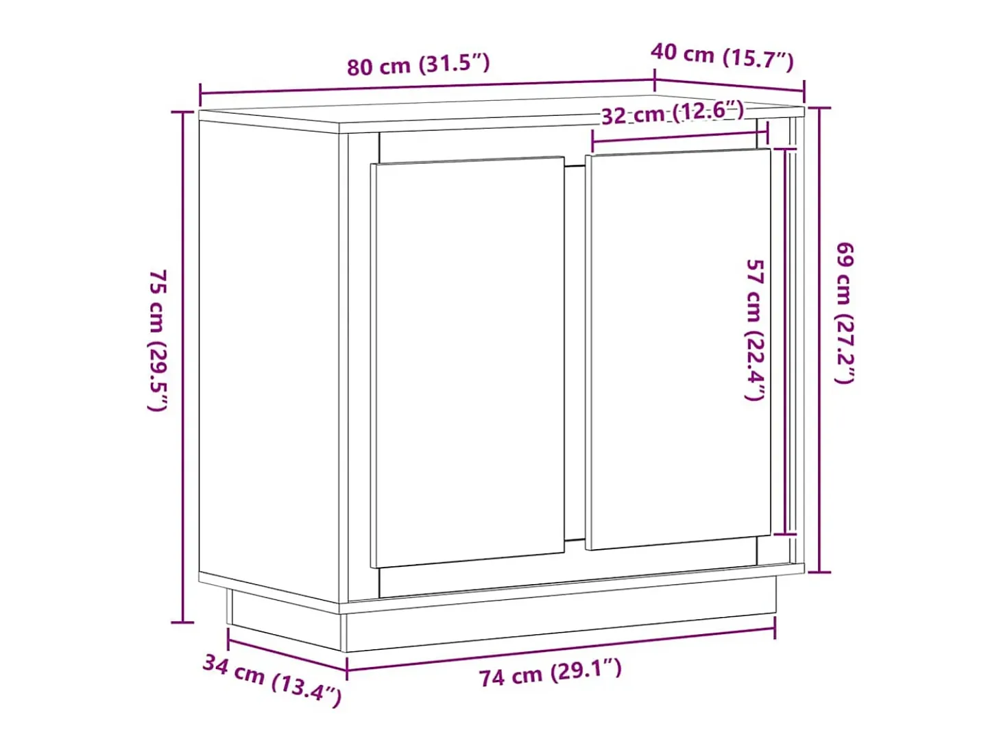 Aparador Madera vieja 80 x 34 x 75 cm Madera contrachapada