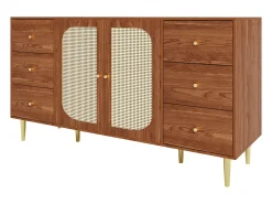 Aparador marrón - Aparador con 6 cajones y 2 puertas - diseño de ratán artesanal