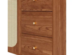 Aparador marrón - Aparador con 6 cajones y 2 puertas - diseño de ratán artesanal