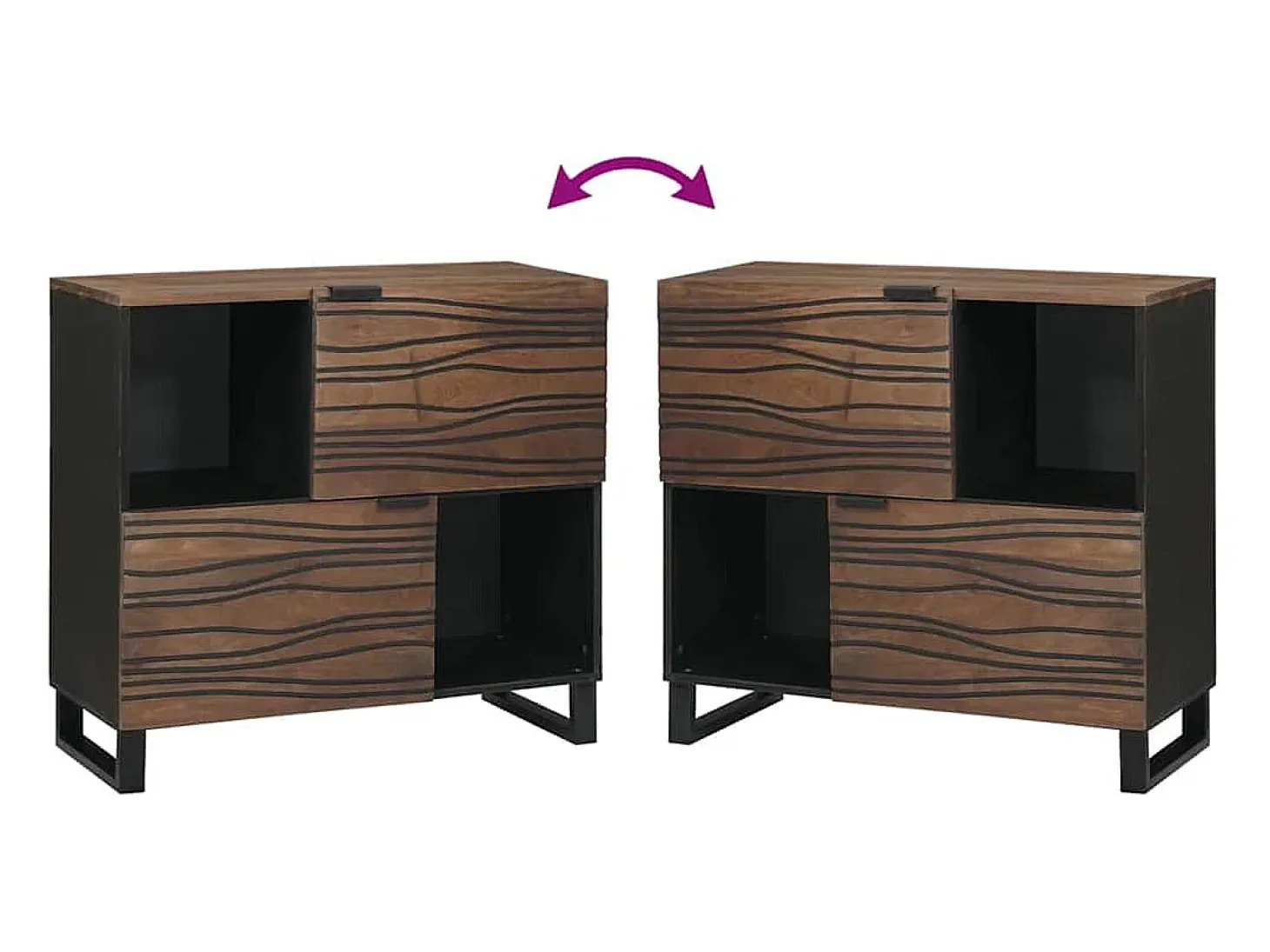 Aparador Marrón 80 x 33 x 75 cm madera maciza de mango