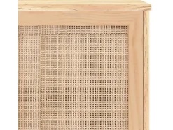 Aparador marrón madera pino maciza y ratán natural 105x30x60 cm