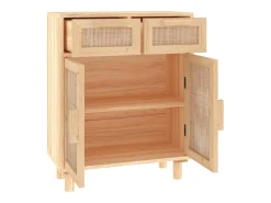Aparador Marrón 60x30x75 cm Madera maciza de pino y ratán natural