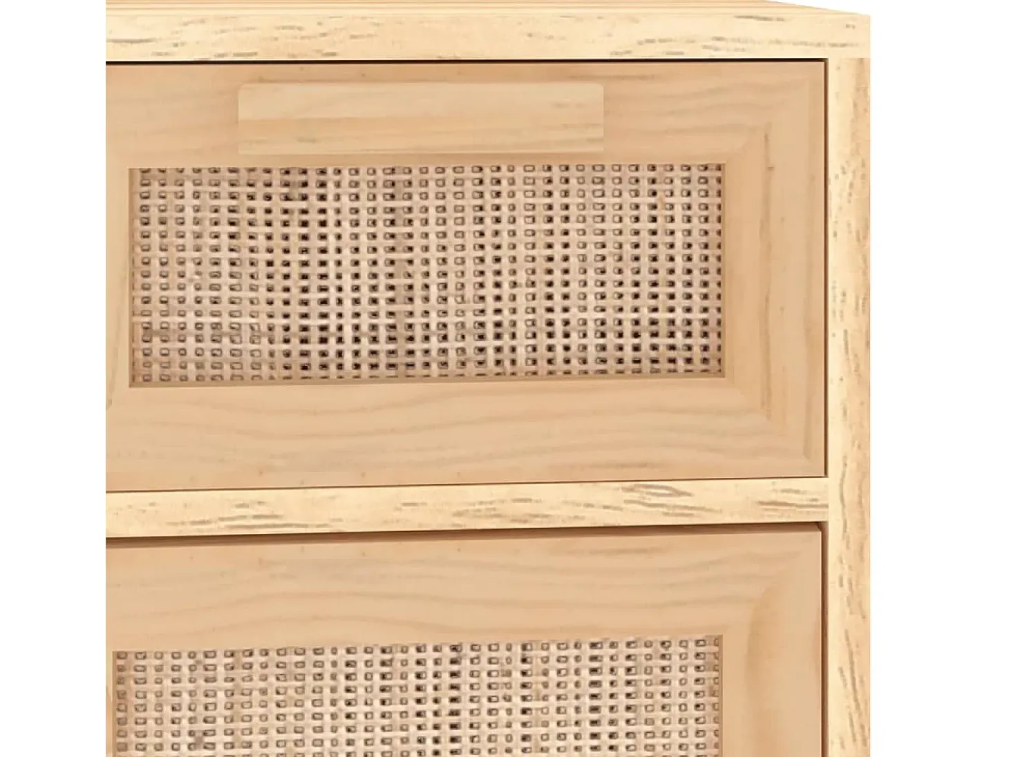 Aparador Marrón 60x30x75 cm Madera maciza de pino y ratán natural