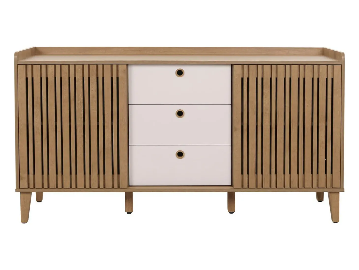 Aparador MCW-M48, natural, cajones blancos