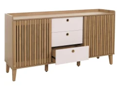 Aparador MCW-M48, natural, cajones blancos