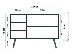 Aparador MEGA-723 sonoma color roble 120x36x90 cm