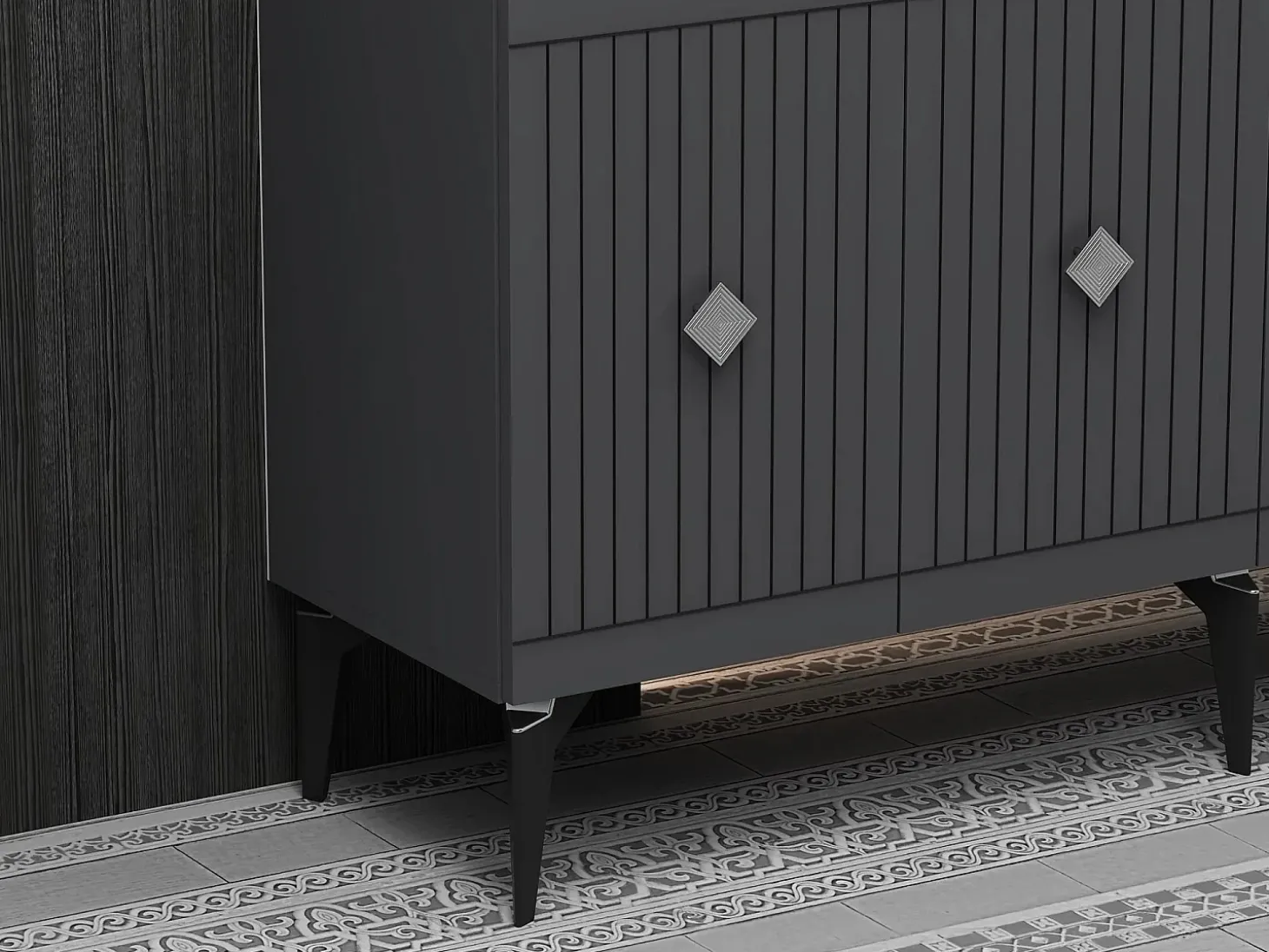 Aparador Midas Antracita Plata 150x40x79 cm