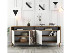 Aparador Milan 180 blanco color nogal 180x35x78.6 cm