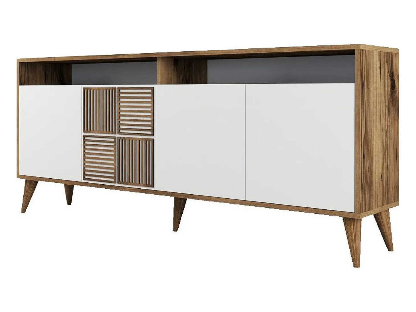 Aparador Milan 180 blanco color nogal 180x35x78.6 cm