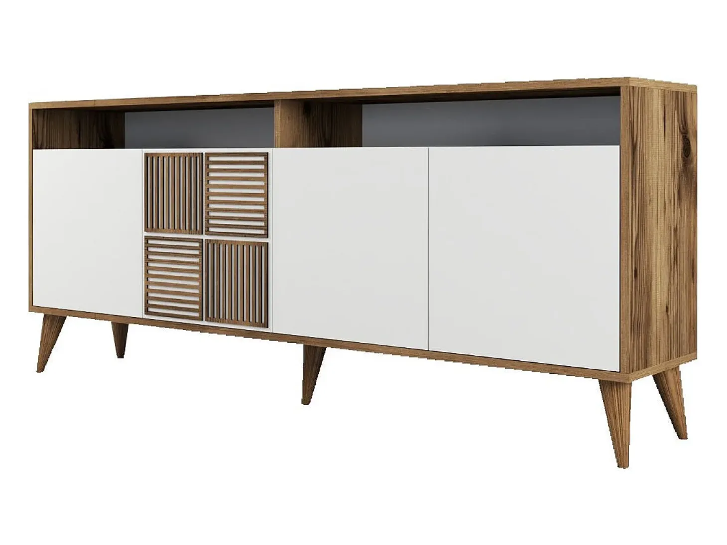 Aparador Milan 180 blanco color nogal 180x35x78.6 cm