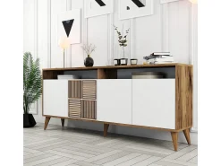Aparador Milan 180 blanco color nogal 180x35x78.6 cm