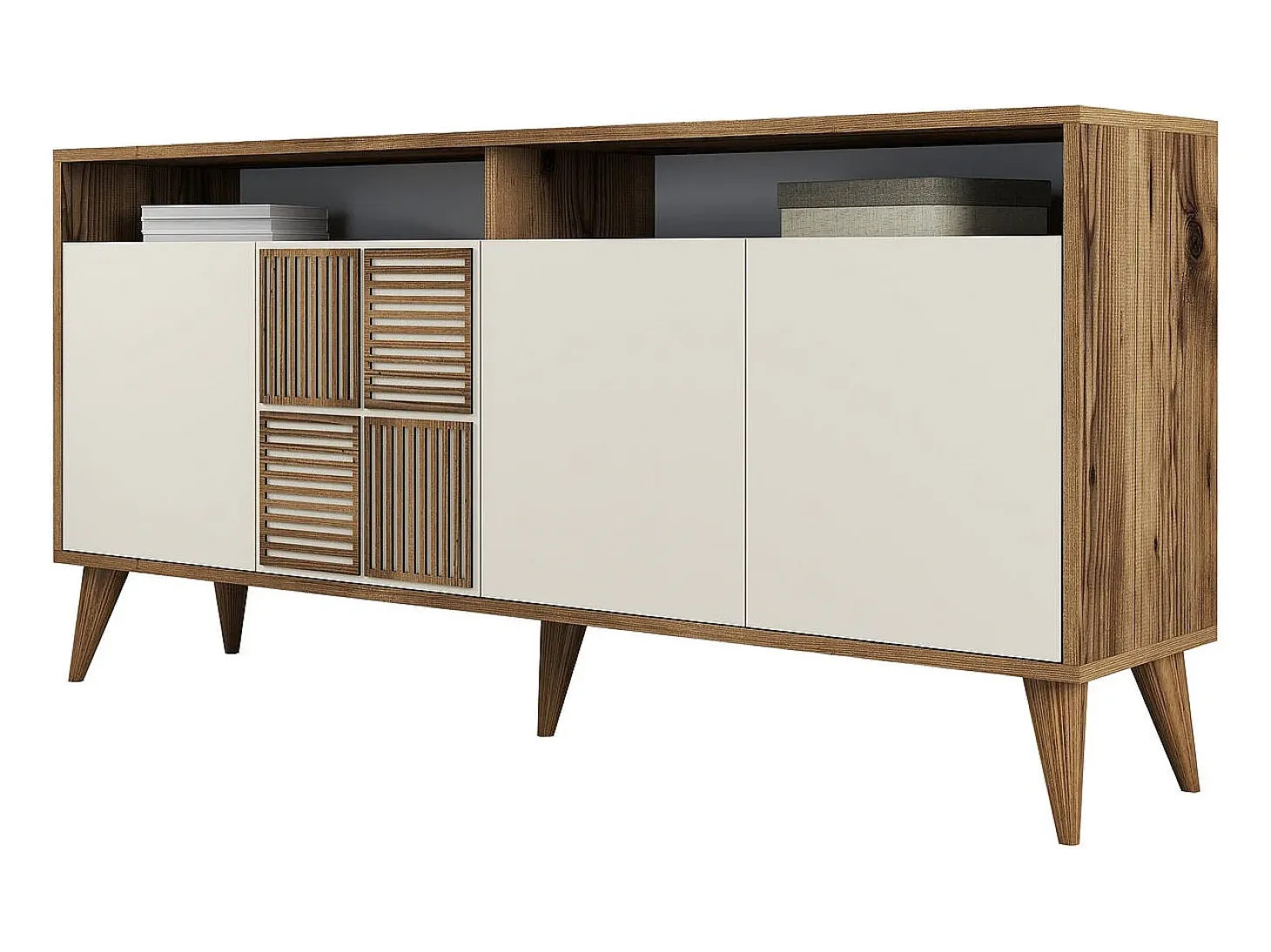 Aparador Milan 160 crema color nogal 160x35x78 cm