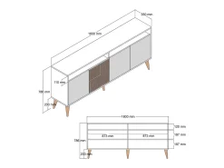 Aparador Milan blanco 180x35x78.6 cm