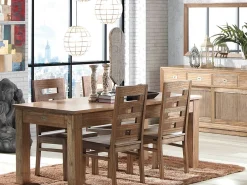 Aparador Mindy madera maciza natural 2 puertas 4 cajones Mazari 160 cm