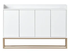 Aparador minimalista moderno con 4 puertas y estructura de metal para comedor, salón, cocina, Blanco, 120×30×80cm