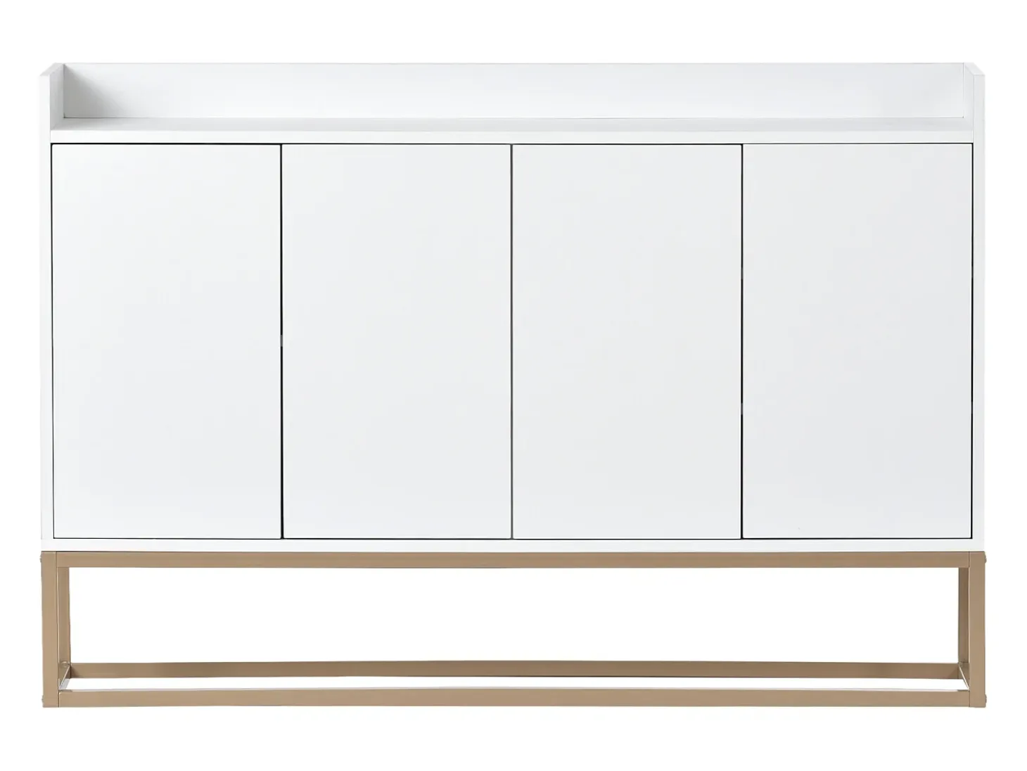 Aparador minimalista moderno con 4 puertas y estructura de metal para comedor, salón, cocina, Blanco, 120×30×80cm