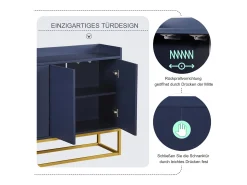 Aparador minimalista moderno de 4 puertas sin tiradores (azul marino)