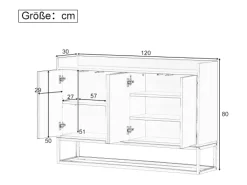 Aparador minimalista moderno de 4 puertas sin tiradores (azul marino)