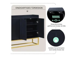 Aparador minimalista moderno de 4 puertas sin tiradores (negro)