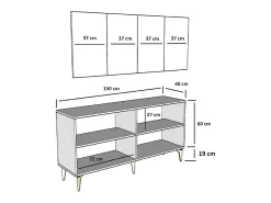 Aparador Moda Antracita dorado150x40x79 cm