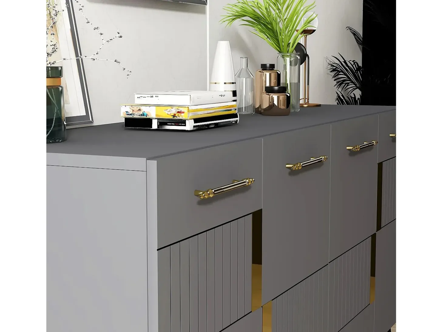 Aparador Moda Antracita dorado150x40x79 cm