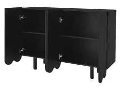 Aparador moderno - 4 puertas en forma de U con estantes - Negro