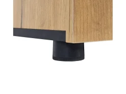Aparador moderno - 140 x 40 x 80 cm - con 3 cajones + 1 puerta + 3 espacios de almacenamiento - tablero de partículas - natural