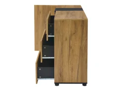 Aparador moderno - 140 x 40 x 80 cm - con 3 cajones + 1 puerta + 3 espacios de almacenamiento - tablero de partículas - natural